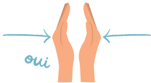 deux mains face à face, avec deux flèches indiquant qu'elles se rapprochent