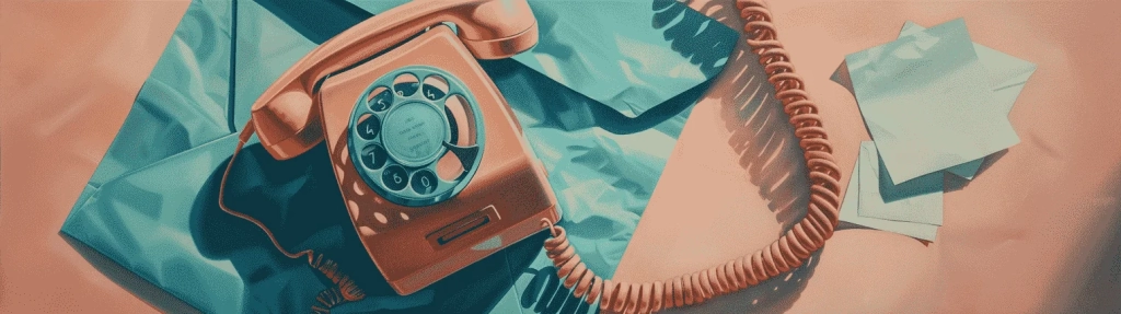 un vieux téléphone posé sur une enveloppe, symbolisant la communication avec l'inconscient